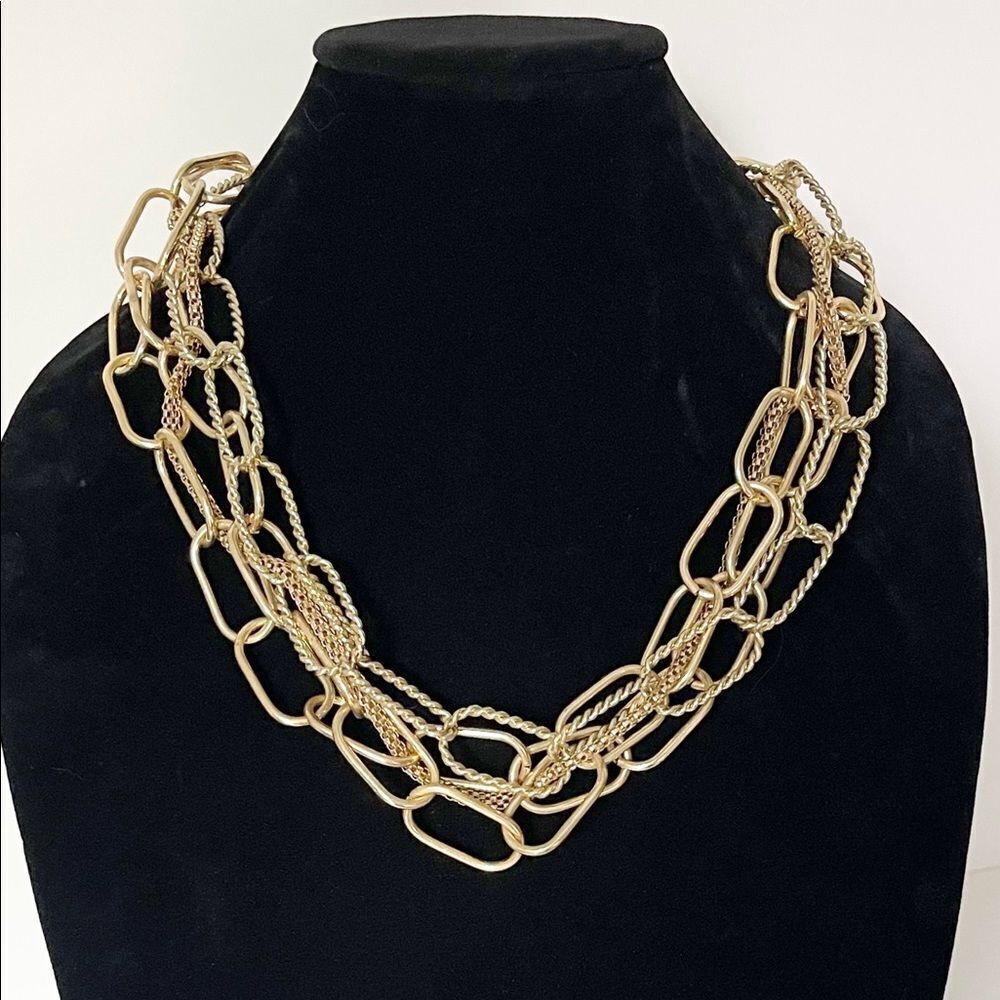Gold Toned Chain Link Statement Necklace